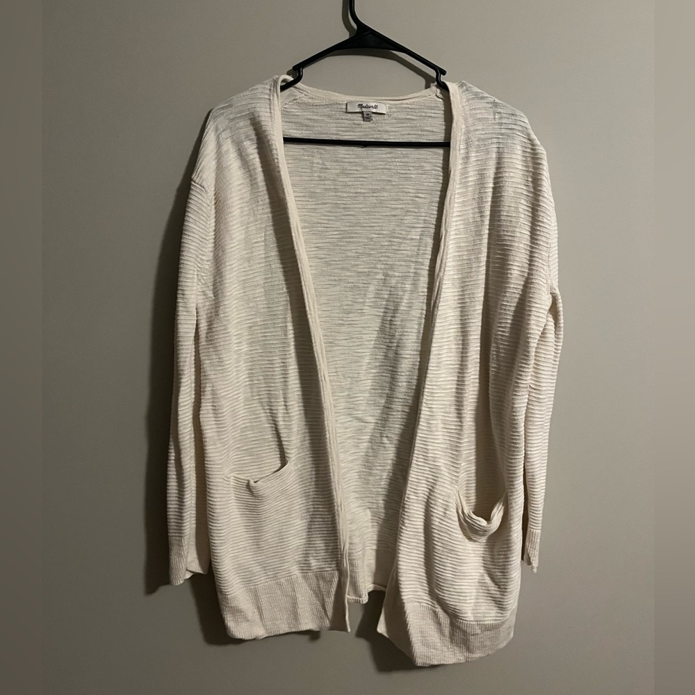 Madewell Cream pocketed open front cardigan size extra small